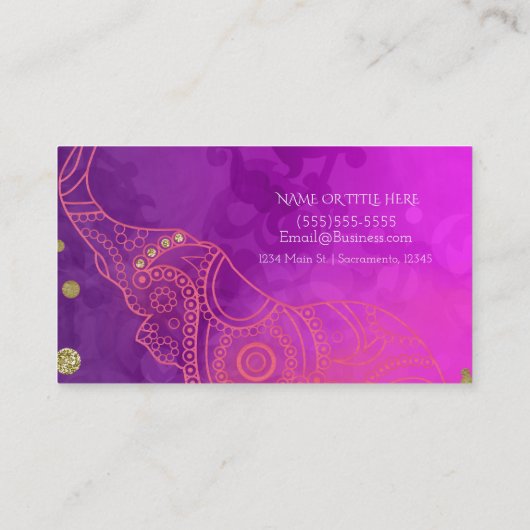 エレファントパープルピンクオレンジ&金ゴールドシカスタムック 名刺 (裏面)