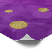 エレファントパープルピンクオレンジ&金ゴールドパーティーバナー ポスター (角)