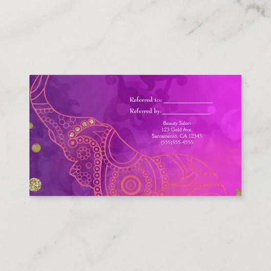 エレファントパープルピンクオレンジ&金ゴールドフレンド参照 紹介カード (裏面)