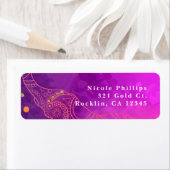 エレファントパープルピンクオレンジ&金ゴールド招待状 ラベル (インサイチュ)