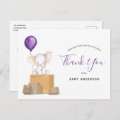 エレファントパープルベビーシャワーbyメールありがとう ポストカード (正面/裏面)