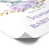 エレファントパープル薄紫フローラベビーシャワーへようこそ ポスター (角)