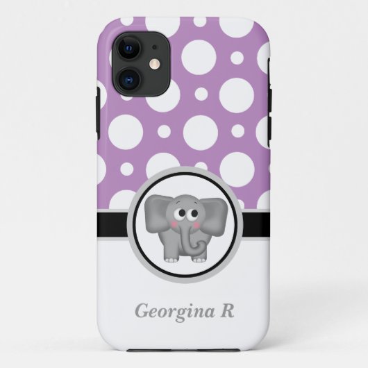 エレファントパープル&ホワイト水玉模様iPhone 5ケース Case-Mate iPhoneケース (裏面)