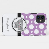 エレファントパープル&ホワイト水玉模様iPhone 5ケース Case-Mate iPhoneケース (裏面(横))