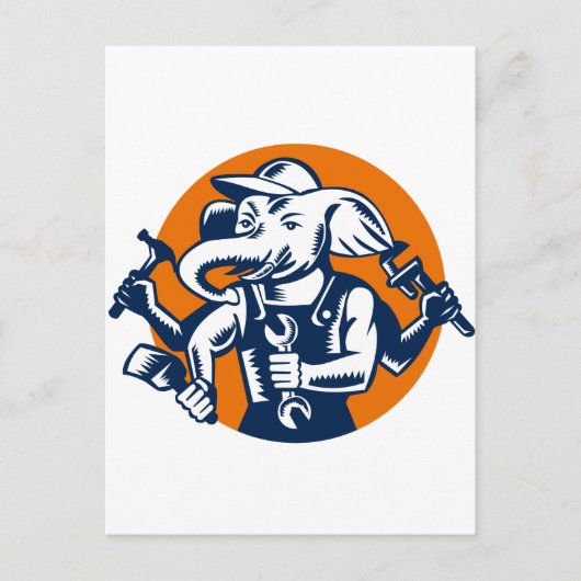 エレファントビルダープラマー整備士ペインターサークルR ポストカード (正面)