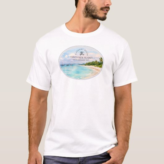 エレファントビーチの水彩画 - アンダマン記念ギフト Tシャツ (正面)