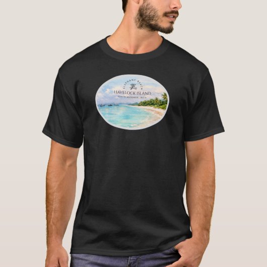 エレファントビーチの水彩画 - アンダマン記念ギフト Tシャツ (正面)