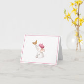 エレファントピフランスのックガールベビーシャワー カード (黄色い花)