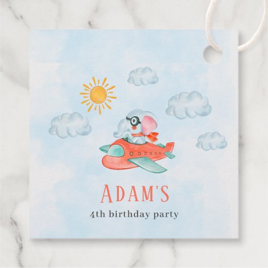 エレファントピロテ誕生日パーティーメッセージカード フェイバータグ (裏面)