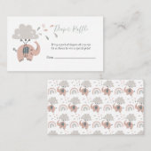 エレファントピンクかわいい女の子のおむつラッフル エンクロージャーカード (正面/裏面)