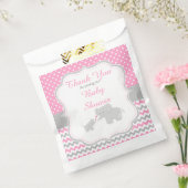 エレファントピンクとグレーのベビーシャワーパーティー フェイバーバッグ (封をした状態)