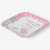 エレファントピンクとグレーのベビーシャワーパーティー ペーパープレート (傾斜あり)