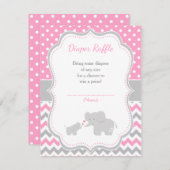 エレファントピンクとグレーの赤ちゃんシャワー エンクロージャーカード (正面/裏面)