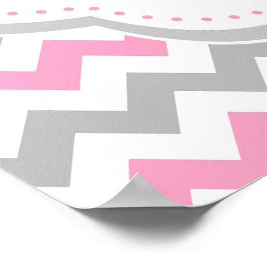 エレファントピンクとグレーの赤ちゃんシャワー ポスター (角)