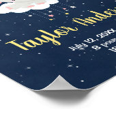 エレファントピンクとネイビーのベビー誕生統計 ポスター (角)