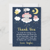 エレファントピンクとネイビーの誕生日パーティー サンキューカード (正面)