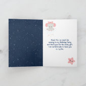 エレファントピンクとネイビーの誕生日パーティー サンキューカード (内部)