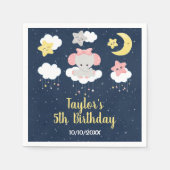 エレファントピンクとネイビーの誕生日パーティー スタンダードカクテルナプキン (正面)