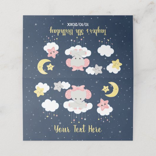 エレファントピンクとネイビーの誕生日パーティー プレイスカード (外部開封)