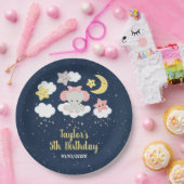 エレファントピンクとネイビーの誕生日パーティー ペーパープレート (パーティー)