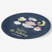 エレファントピンクとネイビーの誕生日パーティー ペーパープレート (アングル)