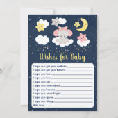 エレファントピンクとネイビーの赤ちゃんシャワーベビー 招待状 (正面)