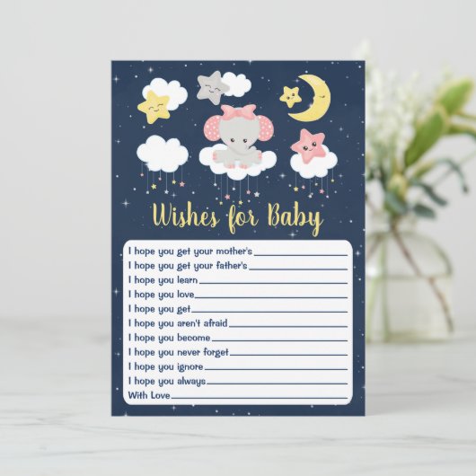 エレファントピンクとネイビーの赤ちゃんシャワーベビー 招待状 (スタンド正面)