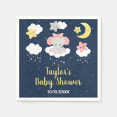 エレファントピンクとネイビーの赤ちゃんシャワー スタンダードカクテルナプキン (正面)