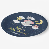 エレファントピンクとネイビーの赤ちゃんシャワー ペーパープレート (アングル)