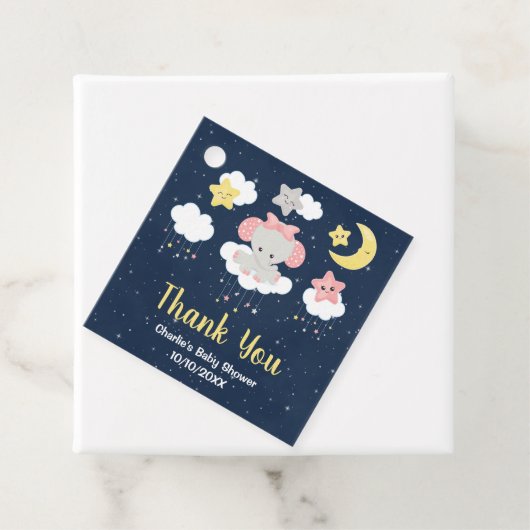 エレファントピンクとネイビー赤ちゃんシャワーありがとう フェイバータグ (インサイチュ)