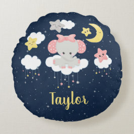 エレファントピンクとネイビー ラウンドクッション