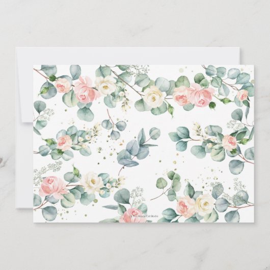 エレファントピンクのフローラ緑の赤ちゃんシャワー 招待状 (裏面)