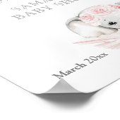 エレファントピンクの花ボホベイビーシャワー歓迎フォーム ポスター (角)