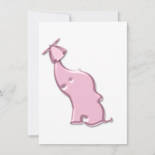 エレファントピンクの誕生日パーティー赤ちゃんシャワー白 招待状 (裏面)