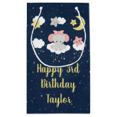 エレファントピンクアンドネイビーハッピーバースデー スモールペーパーバッグ (裏面)