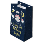 エレファントピンクアンドネイビーハッピーバースデー スモールペーパーバッグ (裏面アングル)