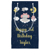 エレファントピンクアンドネイビーハッピーバースデー スモールペーパーバッグ (正面)