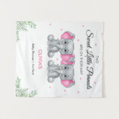 エレファントピンクツインガールズベビーシャワー背景 タペストリー (正面(横))