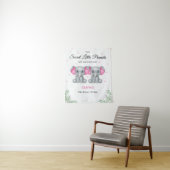 エレファントピンクツインガールズベビーシャワー背景 タペストリー (インサイチュ)