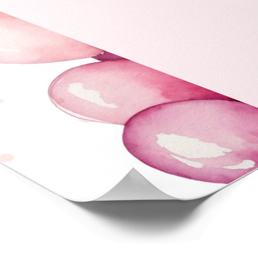 エレファントピンクバルーンガールベビーシャワーへようこそ ポスター (角)