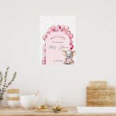 エレファントピンクバルーンガールベビーシャワーへようこそ ポスター (キッチン)