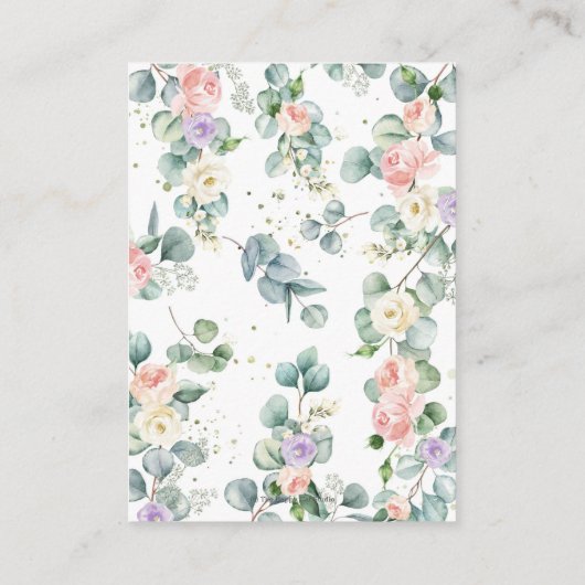 エレファントピンクパープルフローラリーフィーブックスベビー エンクロージャーカード (裏面)