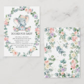 エレファントピンクパープルフローラリーフィーブックスベビー エンクロージャーカード (正面/裏面)