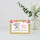 エレファントピンクフローラおむつラッフルシャワーグリッター エンクロージャーカード (スタンド正面)