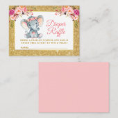 エレファントピンクフローラおむつラッフルシャワーグリッター エンクロージャーカード (正面/裏面)