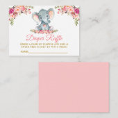 エレファントピンクフローラおむつラッフルシャワー金ゴールド エンクロージャーカード (正面/裏面)