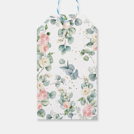 エレファントピンクフローラシャワーおむつラッフルカード ギフトタグ (裏面)