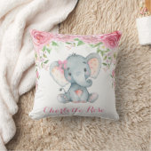 エレファントピンクフローラバラベビーガール子供部屋デコール クッション (ブランケット)