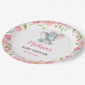 エレファントピンクフローラベビーガールシャワー散水 ペーパープレート (アングル)