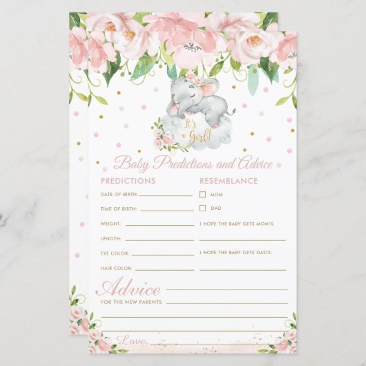 エレファントピンクフローラベビー予測アドバイスカード (正面/裏面)